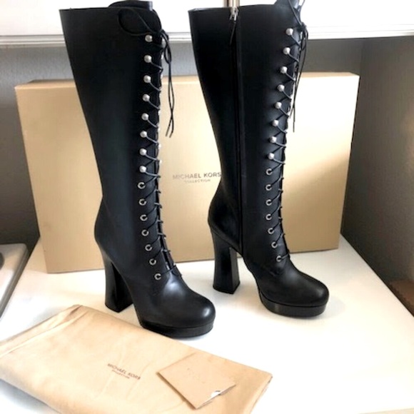 NWT MICHAEL KORS COLLECTION LTD ED Deandra Boot Lace-up Platform 9 MSRP $1495 - Picture 5 of 12